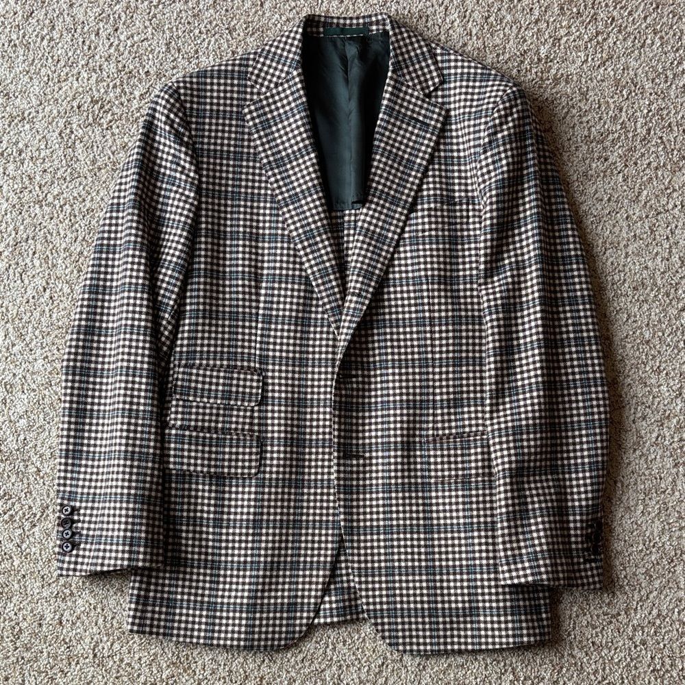 Adriano & Sons x Raffaele Caruso Bold Plaid Check Wool Flannel Sportcoat Eu 50 R